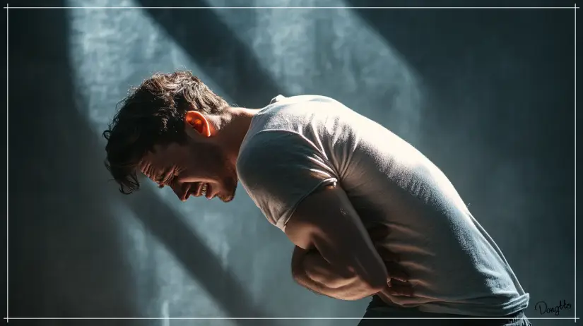 오른쪽-옆구리-통증으로-윗배에-생기는-아픔으로-힘들어하는-모습