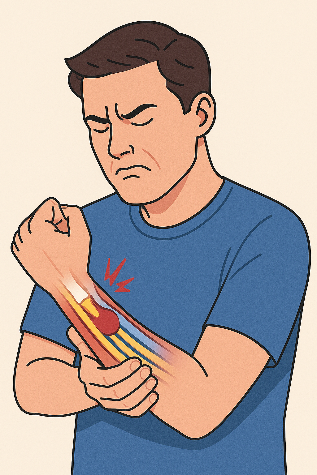 손목 통증에 아파하는 남자