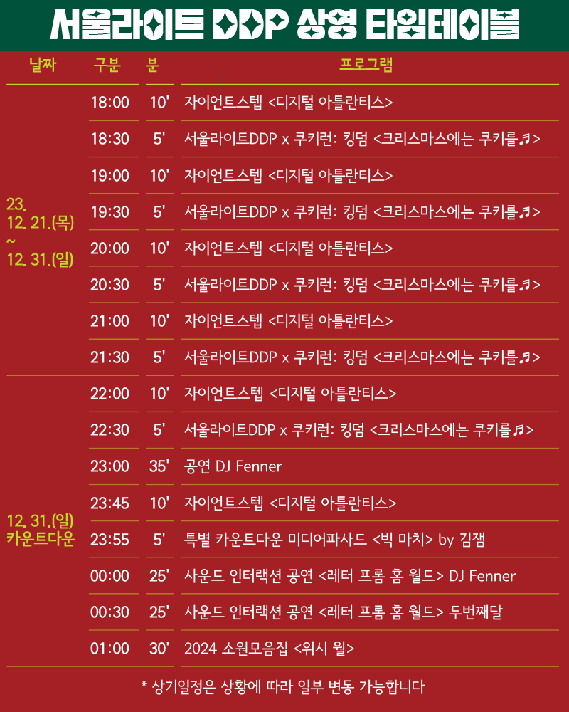 12월축제, 겨울축제 가볼만한곳 추천 'DDP겨울축제'
