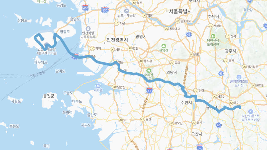 수원-용인-인천-8866번-버스-노선-지도