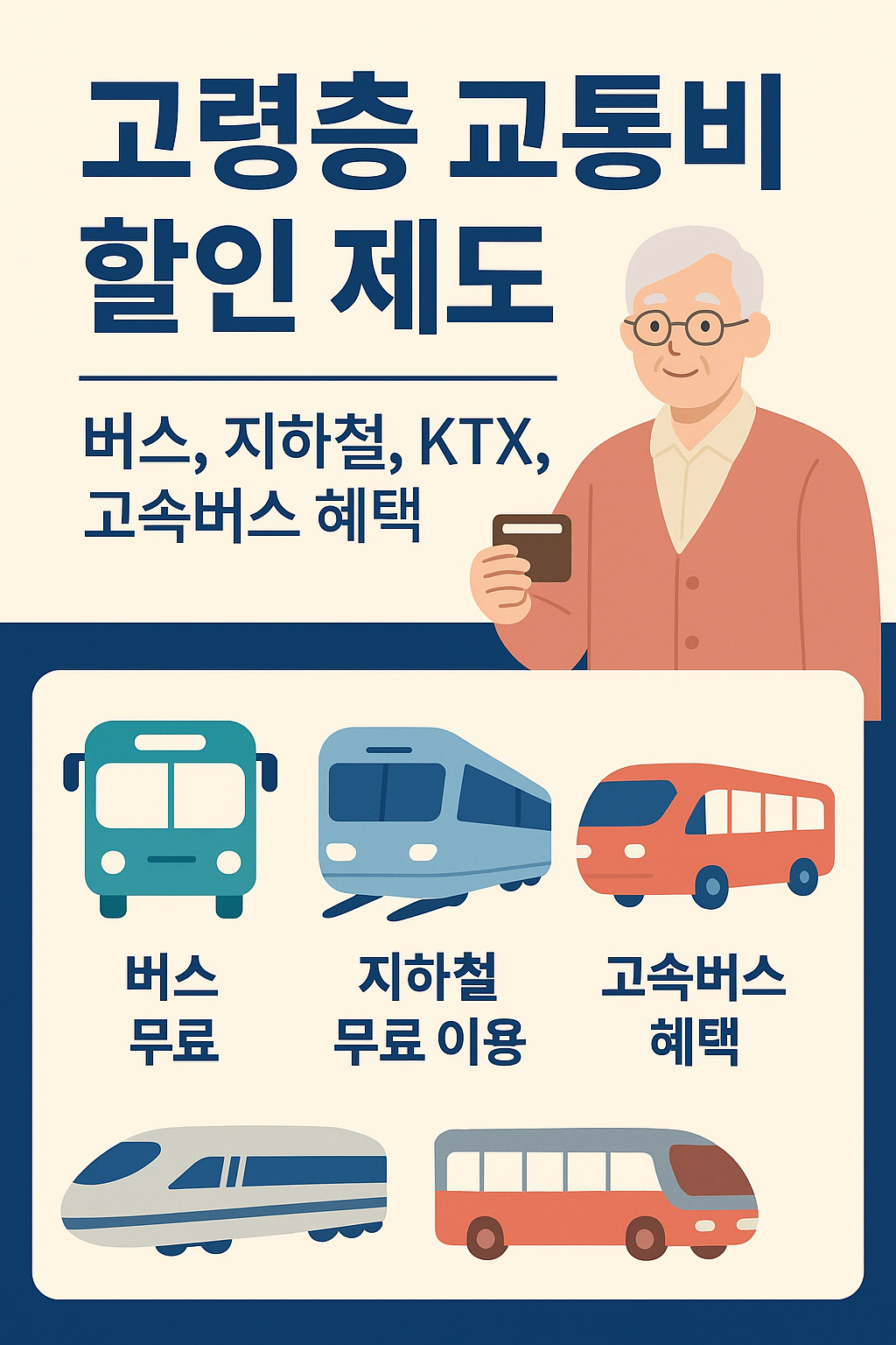 고령층 교통비 할인 제도 버스, 지하철, KTX, 고속버스 혜택
