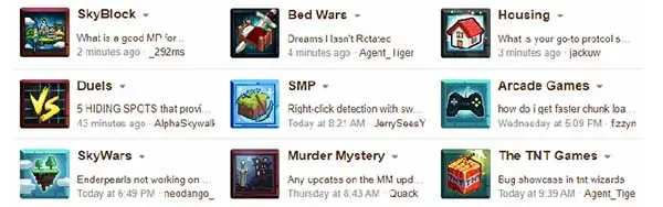 하이픽셀 서버의 다양한 게임들