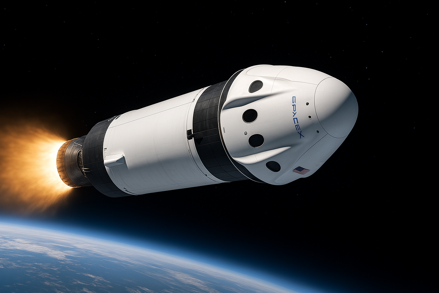 우주로 날아가는 스페이스X(Ai 생성이미지)