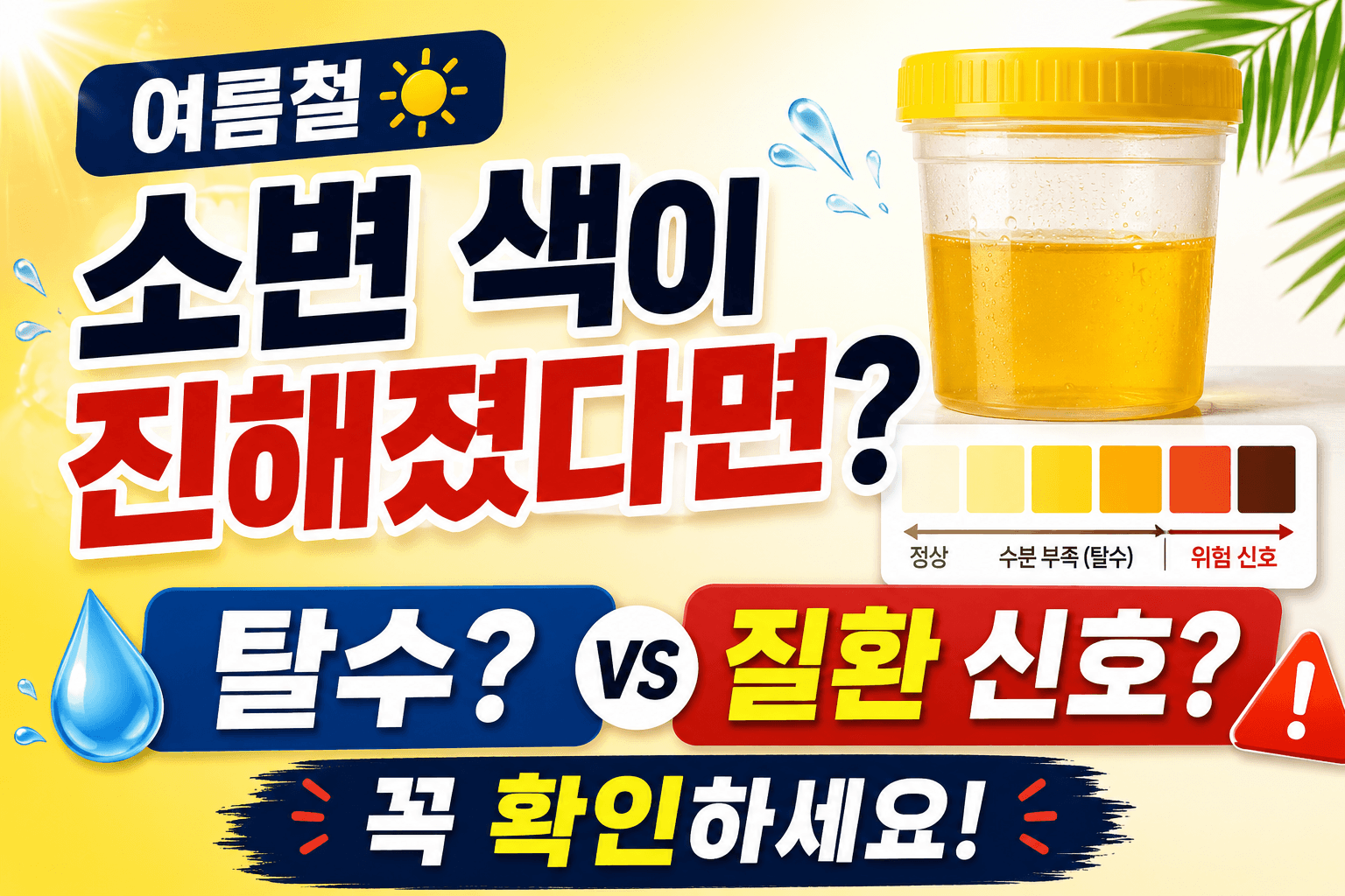 여름철 소변 색이 진해졌다면? 탈수부터 질환 신호까지 꼭 확인하세요