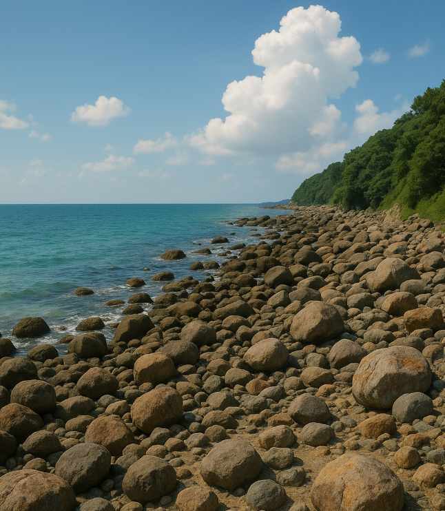 전남 해남 해안길 바위밭 모습