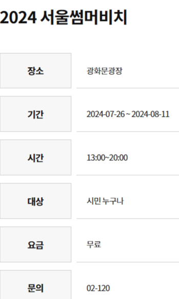 2024 서울썸머비치 워터파크 광화문광장 준비물 이용 방법과 주차 정보