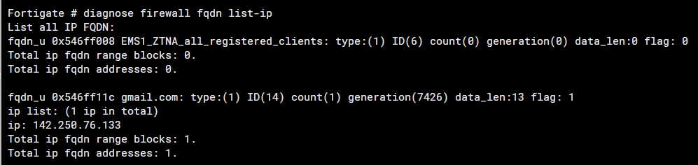 Fortigate FQDN address IP list