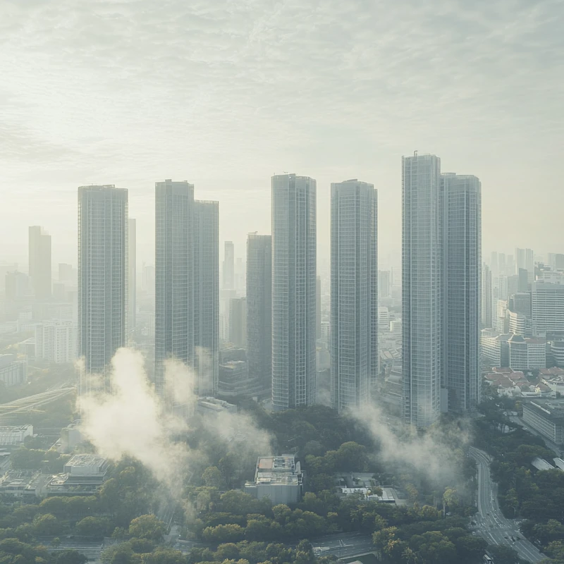 고층 빌딩이 늘어선 도시의 전경, 글로벌 금융 중심지로서 미국 환율과 국제 시장의 상호작용을 상징