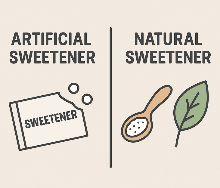 인공감미료와 천연감미료의 차이를 나타낸 그림