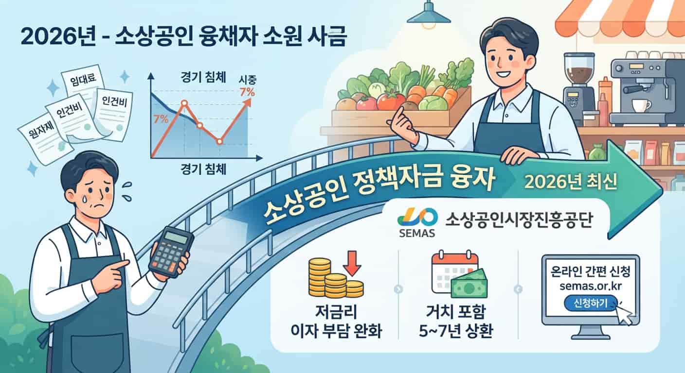 2026 소상공인 정책자금 대출 신청자격 및 지원한도 안내 인포그래픽