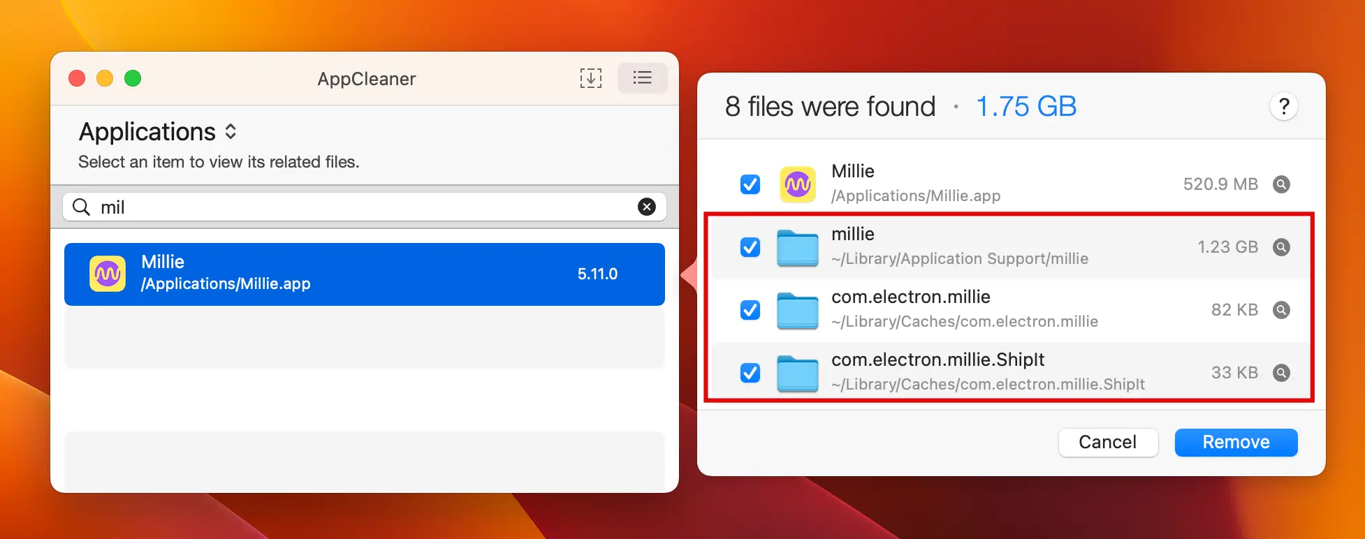 밀리의서재 앱 삭제 예시