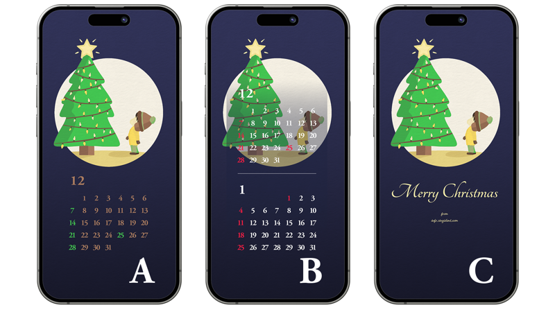 08 크리스마스트리와 소년 ABC - 2025년12월 아이폰배경화면