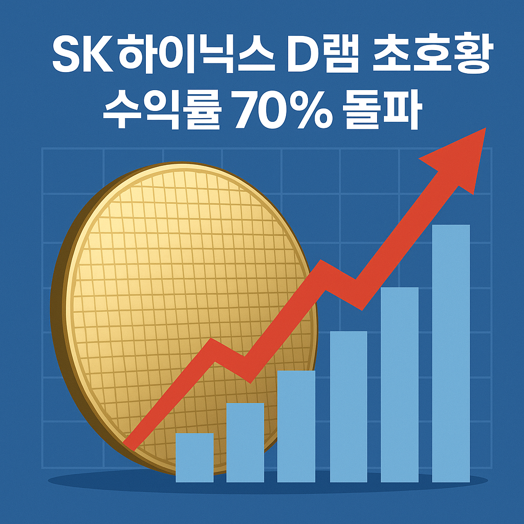 “SK하이닉스 D램 초호황과 수익률 70% 돌파를 상징하는 인포그래픽”