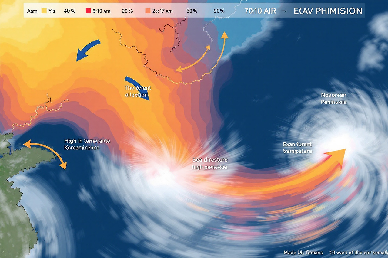 대륙성 고기압의 남하를 보여주는 기상도