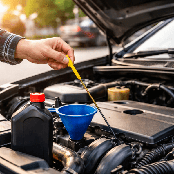 엔진오일 색 상태를 점검하는 장면