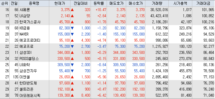 거래대금-상위-종목-리스트-캡처-이미지
