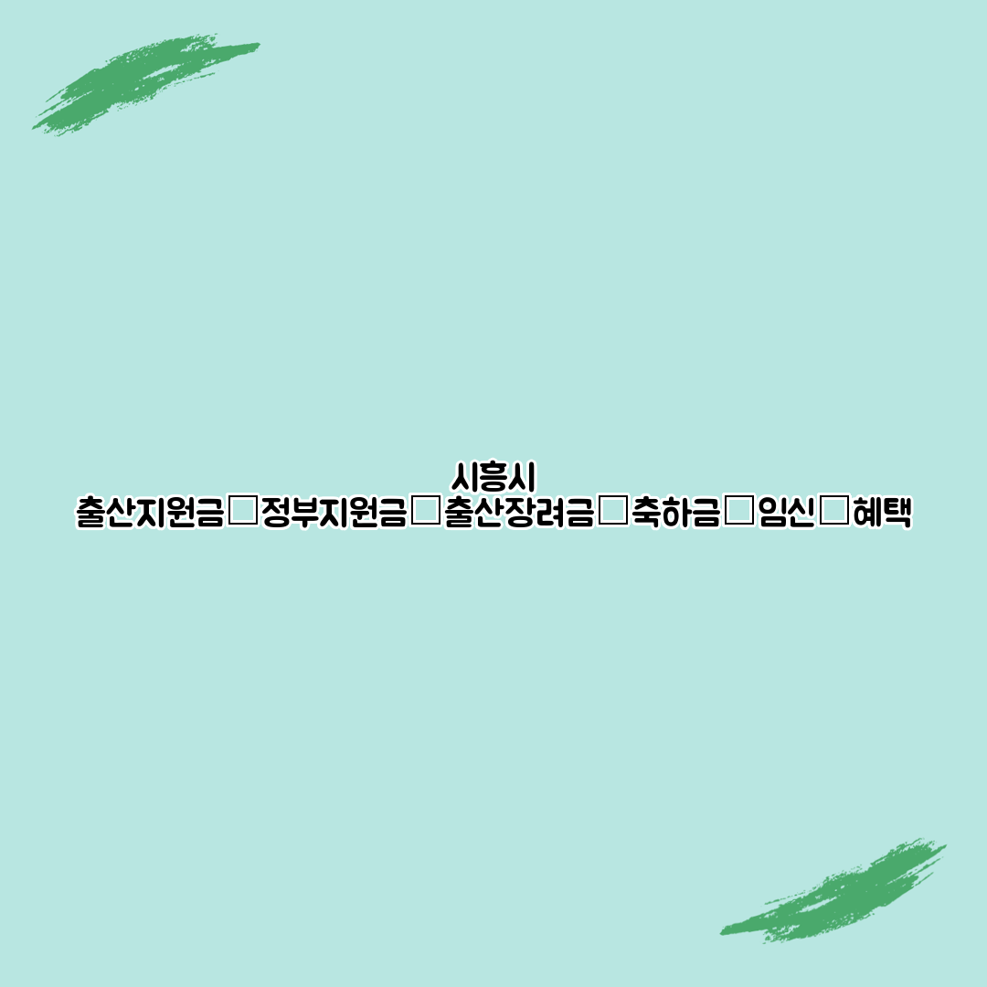 시흥시 출산지원금│정부지원금│출산장려금│축하금│임신│혜택