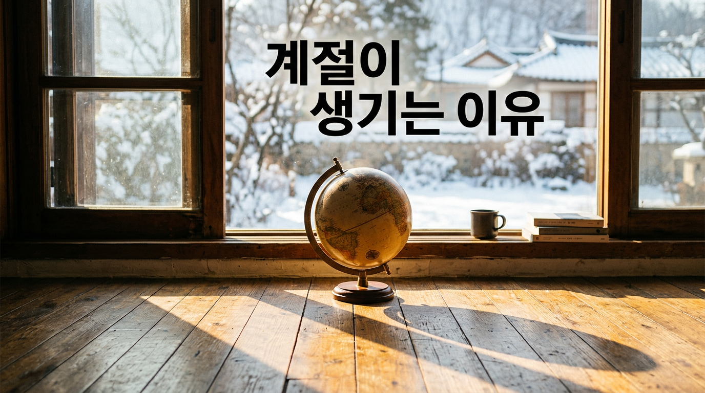 지구 자전축 기울기와 계절 변화를 보여주는 사진