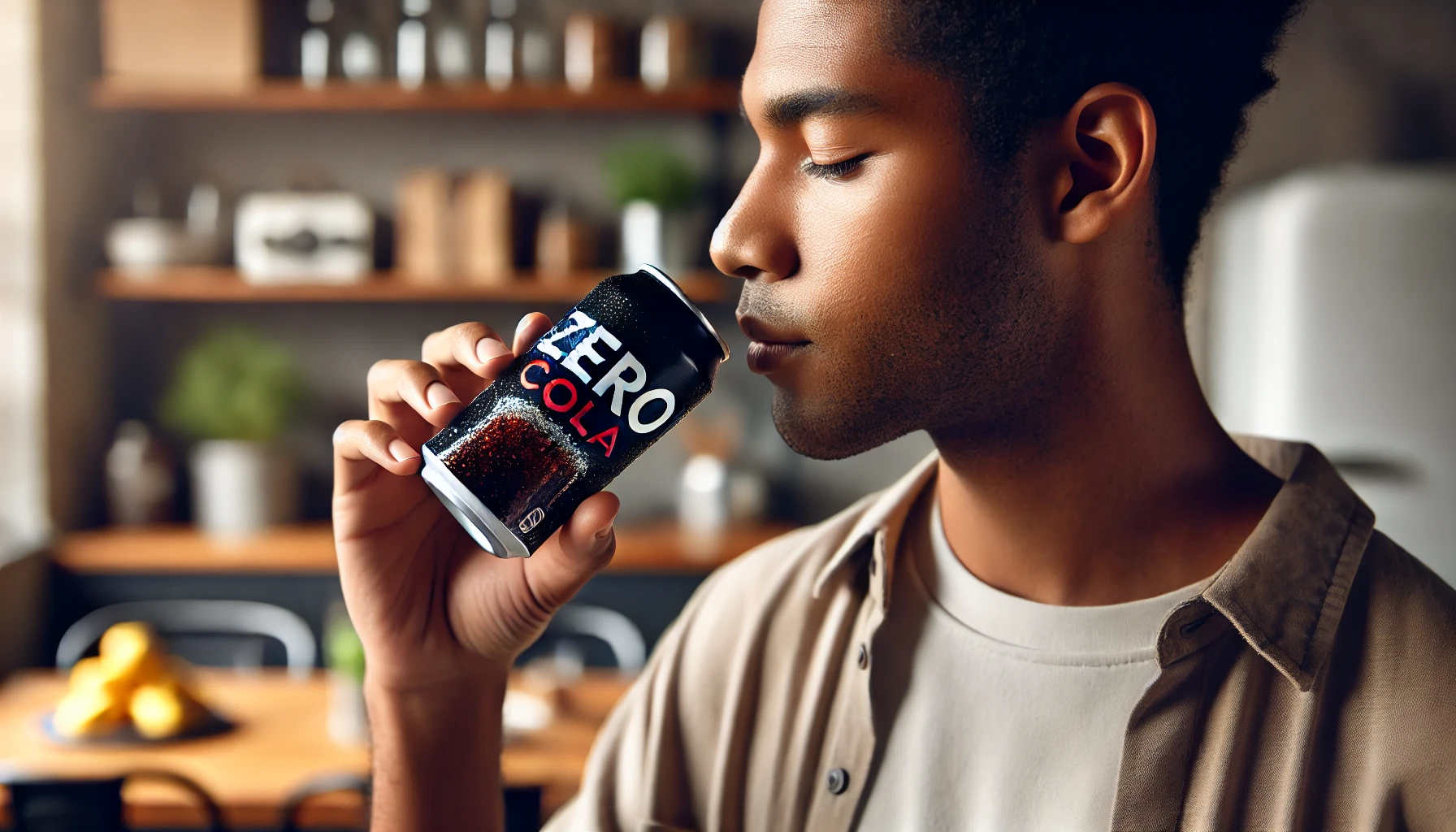 살을 빼기 위해 제로 콜라를 마시는 남성