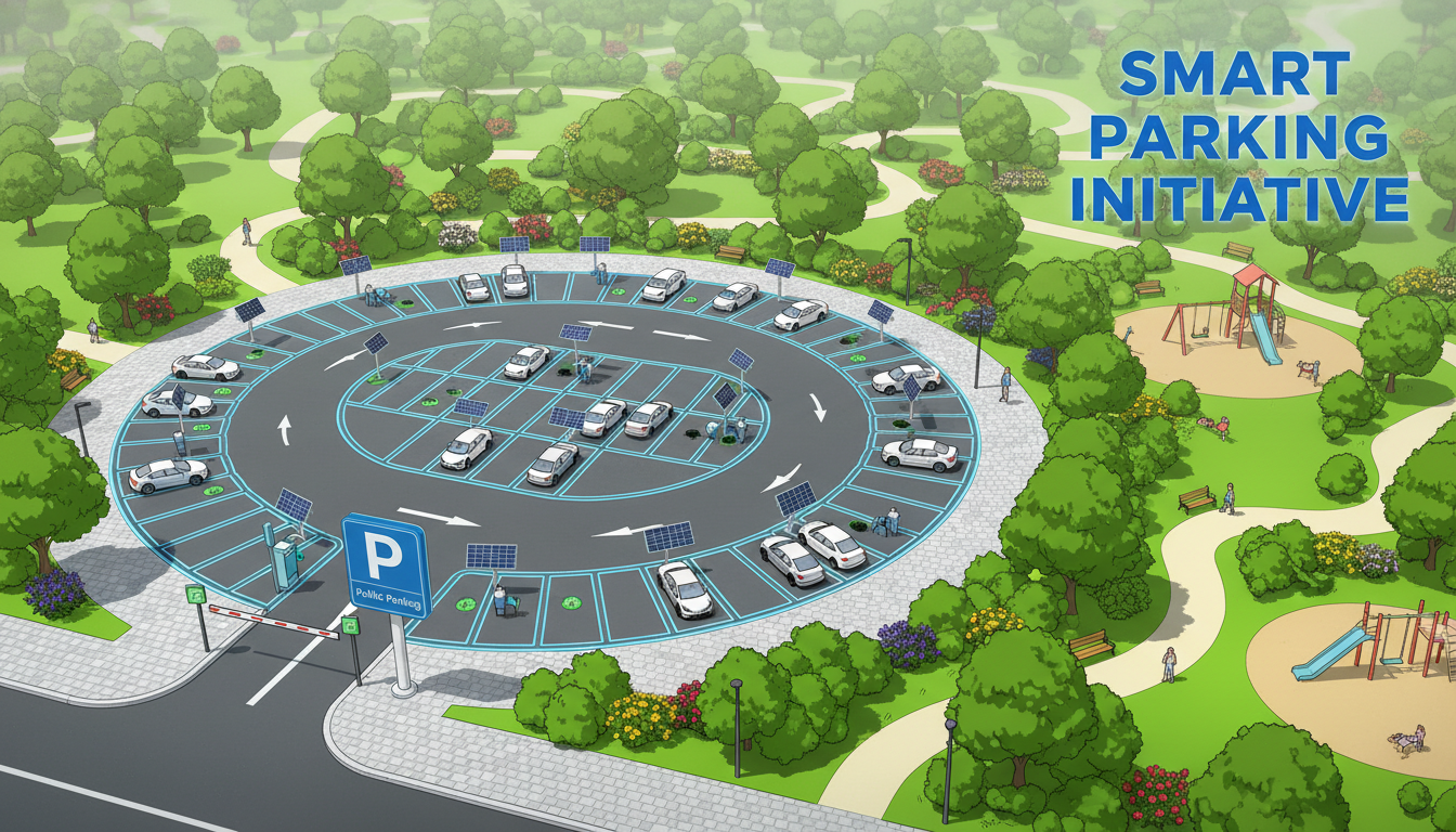 뚝섬 한강공원 인근의 여유롭고 쾌적한 자양유수지 공영주차장 전경
