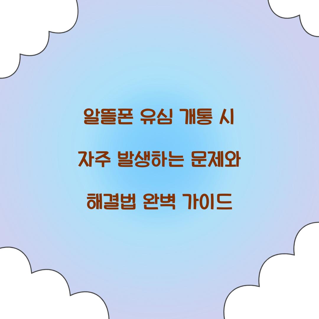 알뜰폰 유심 개통 시 자주 발생하는 문제와 해결법