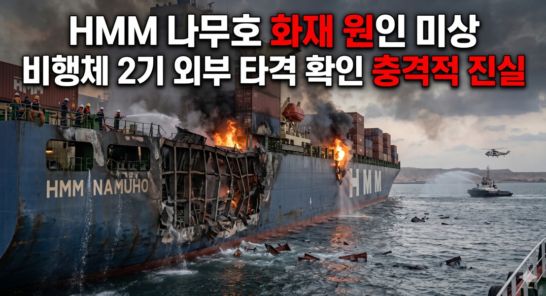 HMM 나무호 화재 원인 미상 비행체 2기 외부 타격 확인 충격적 진실