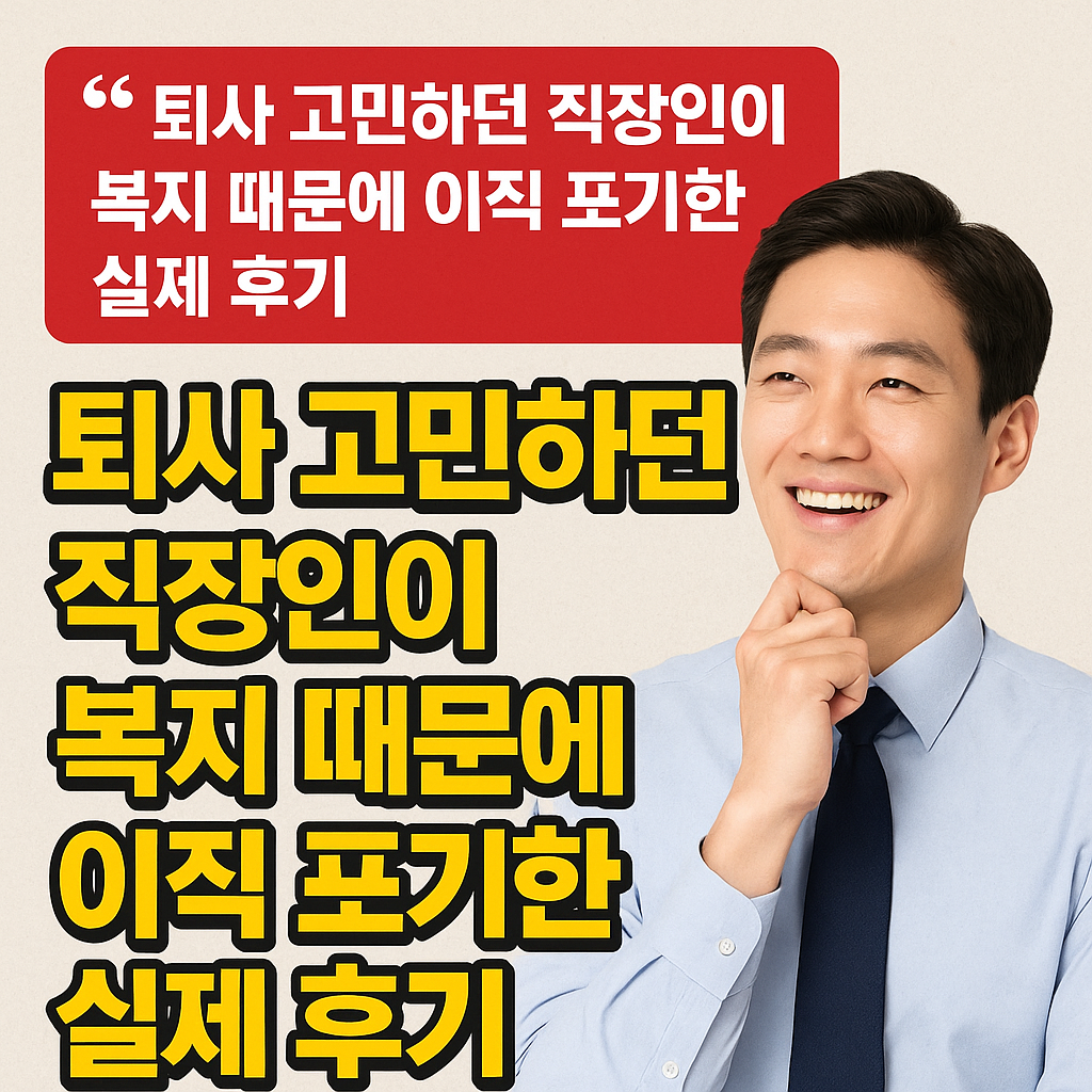 퇴사 고민하던 직장인이 복지 때문에 이직 포기한 실제 후기