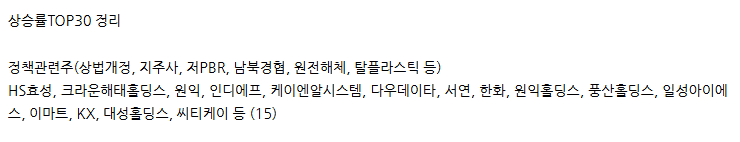 2025.07.01 정책관련 수혜주 TOP 15