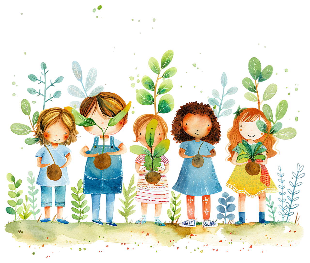 식물과 아이들 이미지