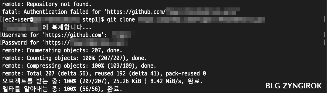 github-repository가-aws로-복사완료된-모습이다.