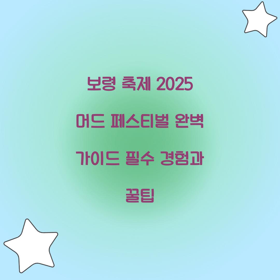 보령 축제 2025 머드 페스티벌