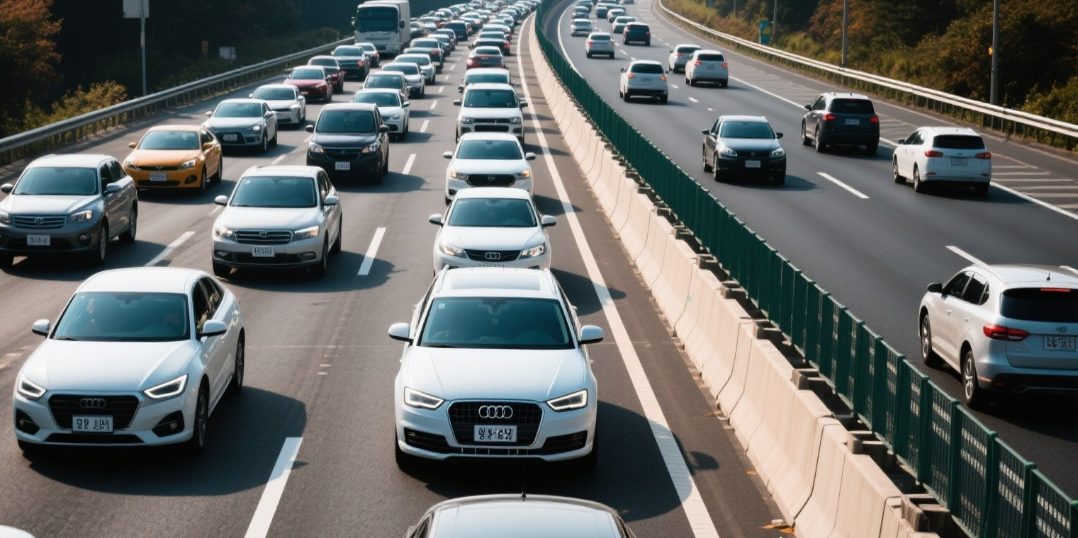 추석 연휴 귀경길 고속도로 정체 모습