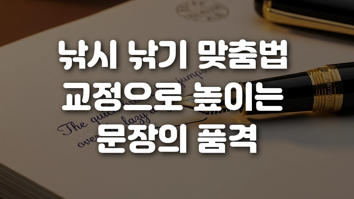 낚시 낚기 맞춤법 교정으로 높이는 문장의 품격