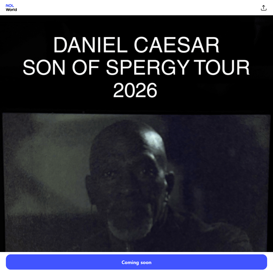 NOL 티켓 다니엘 시저 내한공연 예매 페이지