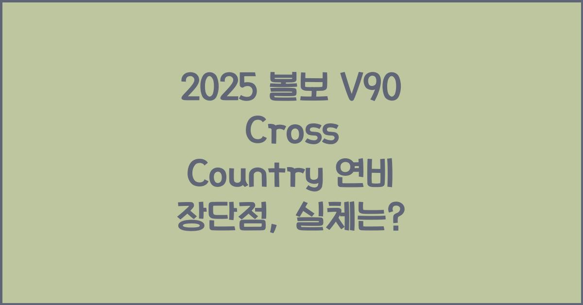 2025 볼보 V90 Cross Country 연비 장단점