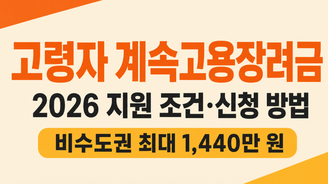 2026 고령자 계속고용장려금 조건 총정리|비수도권 최대 1,440만 원