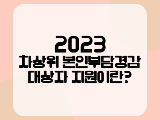 2023 차상위 본인부담경감대상자 지원