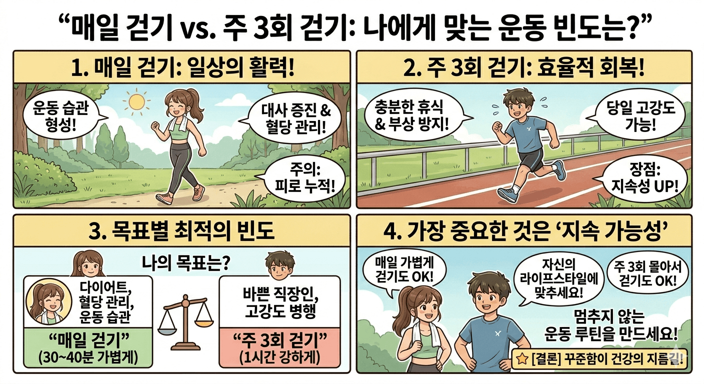 매일 걷기 vs 주 3회 걷기, 어떤 게 더 효과적일까?