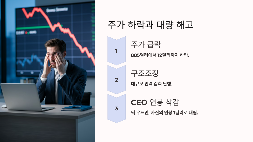 주가 하락과 대량 해고