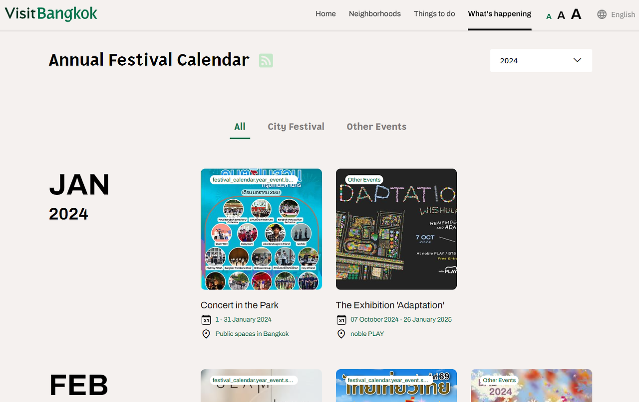 방콕 페스티벌 캘린더