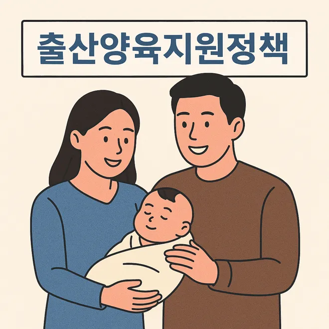 출산 양육 지원 정책으로 행복한 아기와 부부