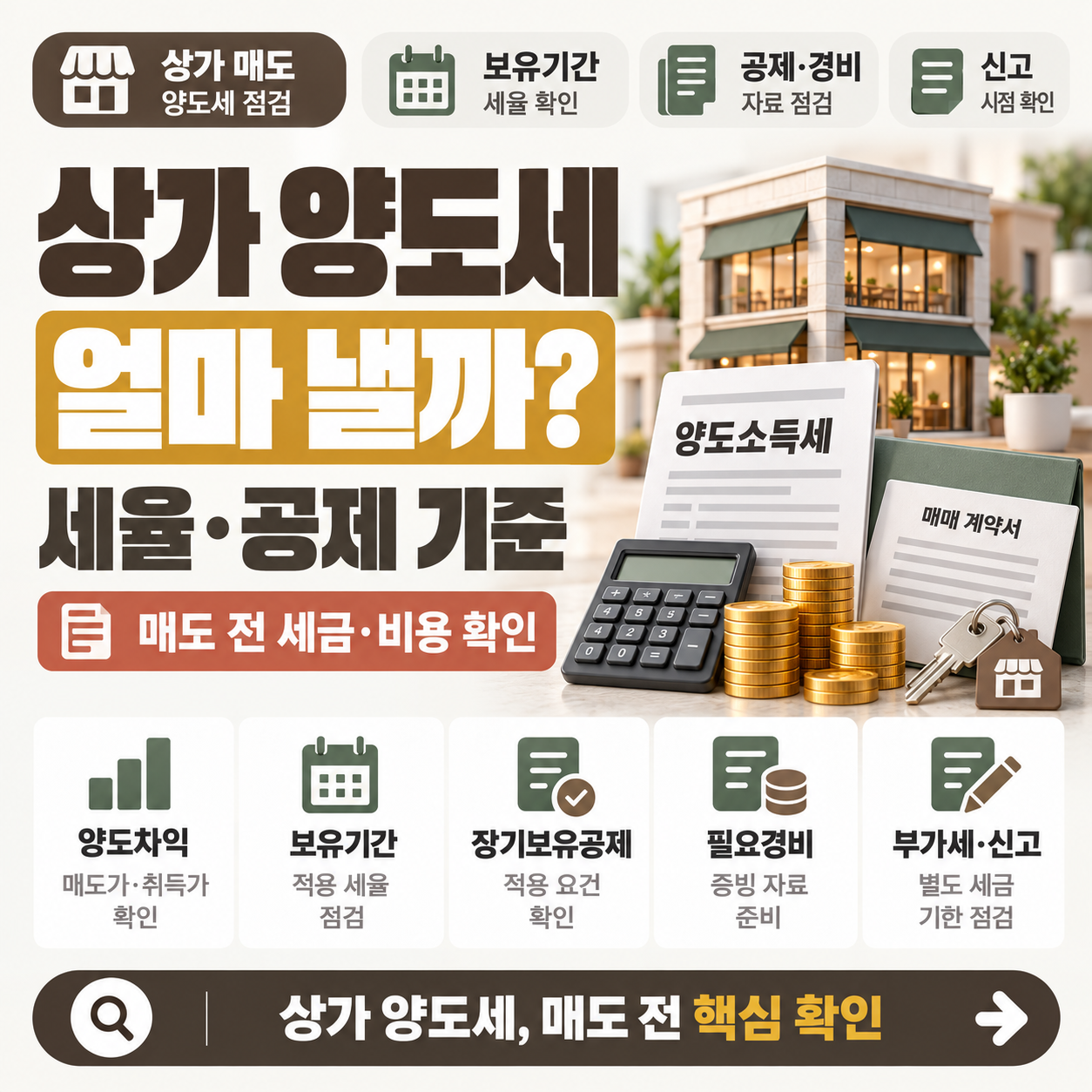 상가 건물 양도세 세율과 장기보유특별공제 기준을 보여주는 썸네일