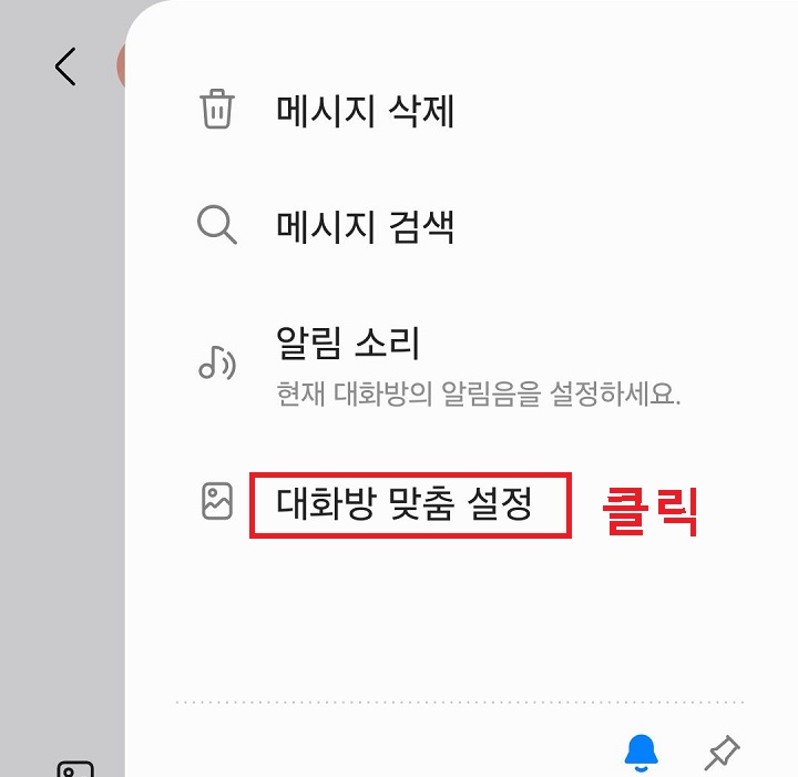 대화방 맞춤 설정 클릭함