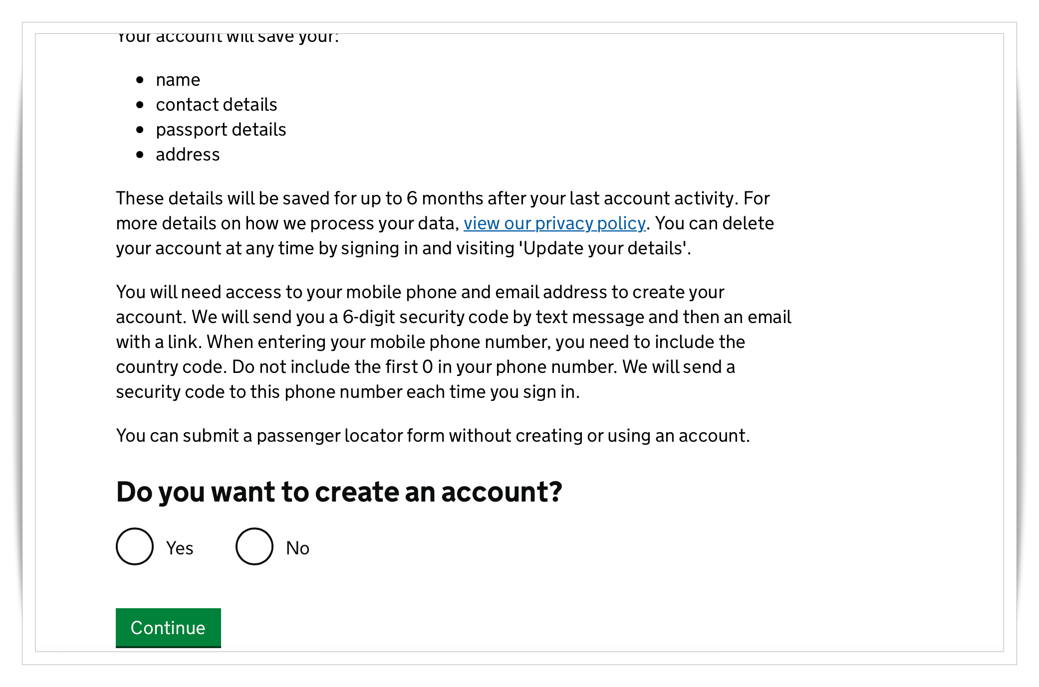 Passenger Locator Form