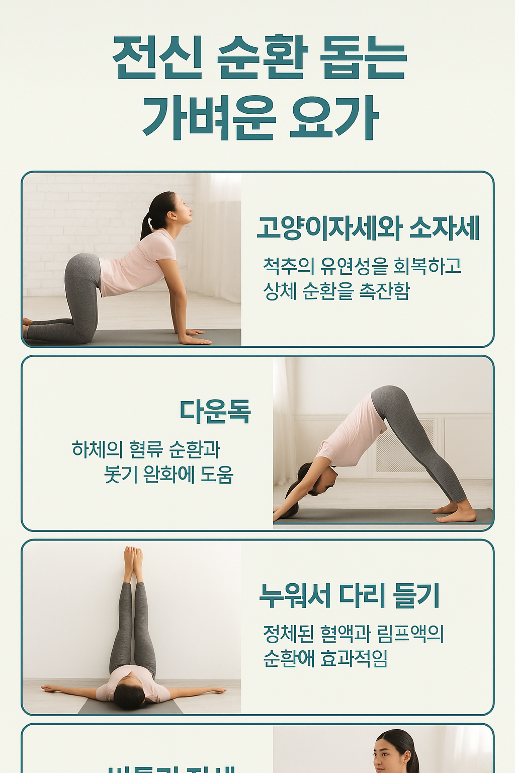 전신 순환 돕는 가벼운 요가