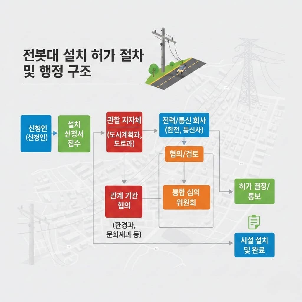 전봇대 설치 인허가 절차와 관련 행정 구조