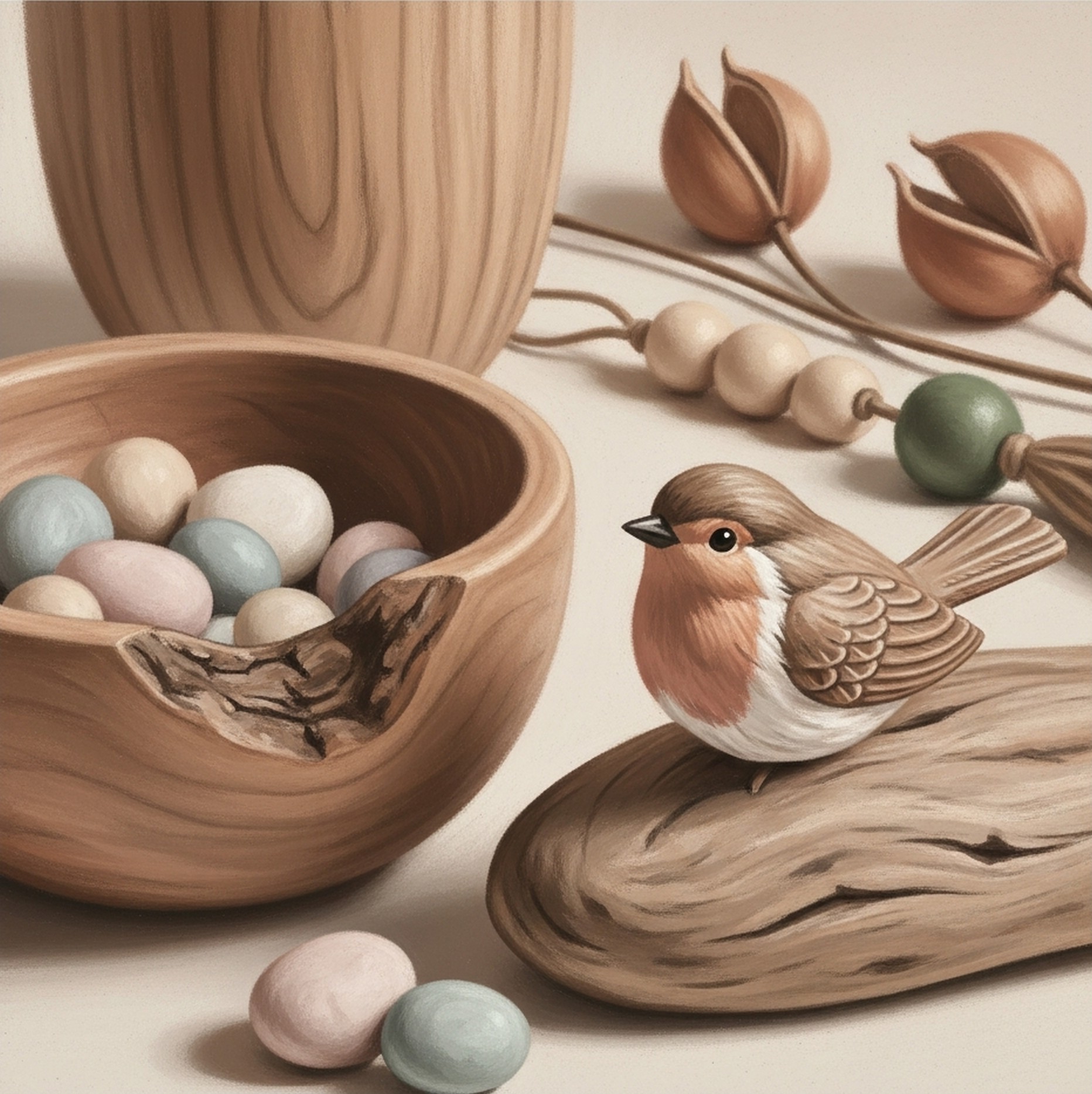 원목 소품 배치