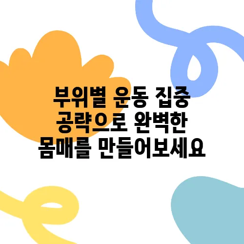 부위별 운동 집중 공략으로 완벽한 몸매를 만들어보세요