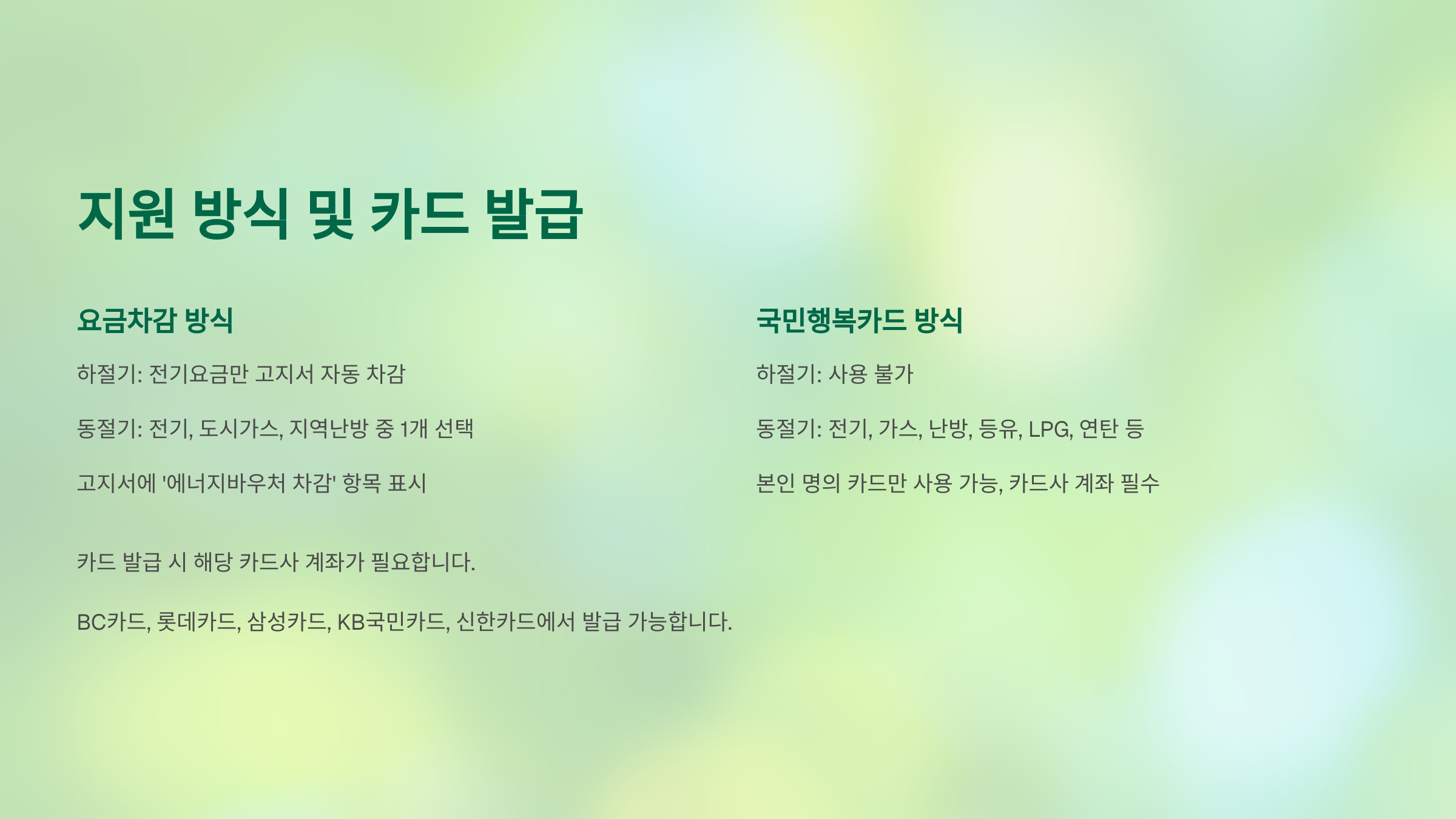지원방식 및 카드 발급