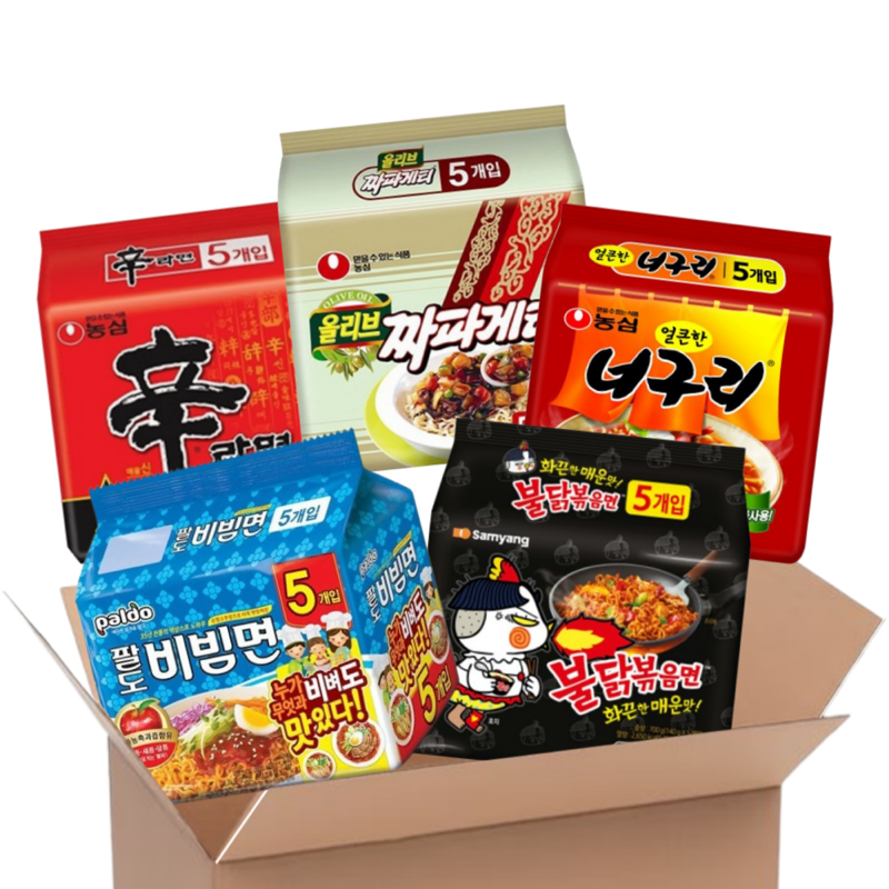 [맛슐랭] 멀티세트 신라면5+너구리5+짜파게티5+불닭볶음면5+팔도비빔